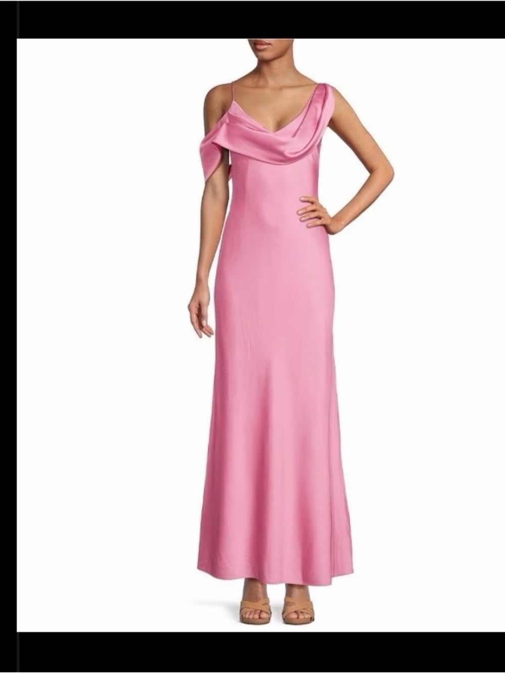 Gianni Bini Pink One-Shoulder Cowl Slip Gown